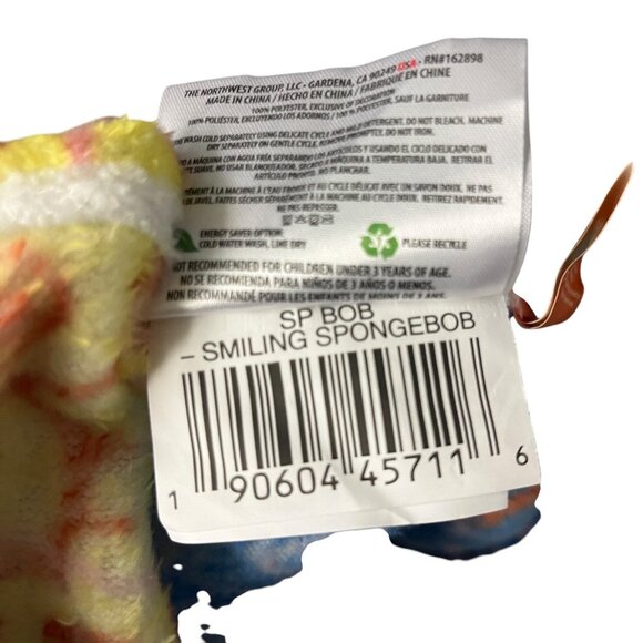 Sponge Bob Blanket Throw NorthWest "Smiling Spongebob" Blue - Picture 8 of 9